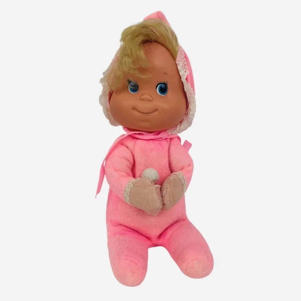 RARE Vintage 1970 Mattel Itsy Bitsy Beans Baby Doll Piffle Pink Blonde Blue Eyes